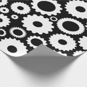Modern Black and White Illustration Gear Pattern Cadeaupapier (Hoek)