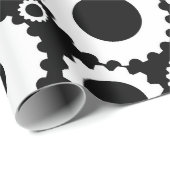 Modern Black and White Illustration Gear Pattern Cadeaupapier (Rol Hoek)