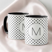 Modern Black and White Initial Monogram Polka Dot Mok