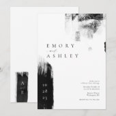 Modern Black and White Ink Wedding Invite Kaart (Voorkant / Achterkant)