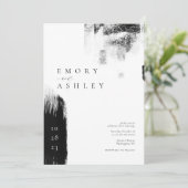 Modern Black and White Ink Wedding Invite Kaart (Staand voorkant)