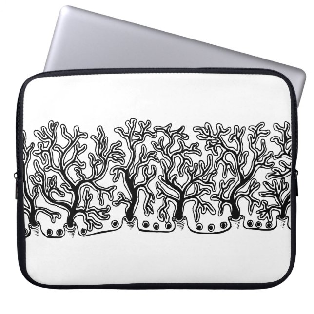 Modern Black and White Joshua Tree Neopreen Laptop Sleeve (Voorkant)