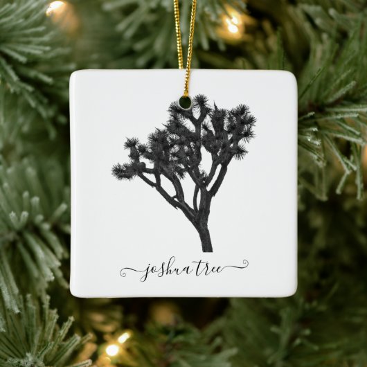 Modern Black and White Joshua Tree Silhouette Keramisch Ornament (Boom)