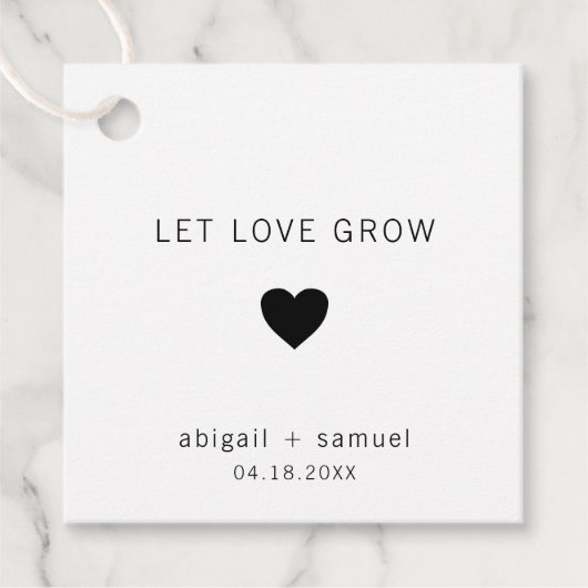 Modern Black and White Let Love Grow Wedding Bedankjes Labels (Voorkant)