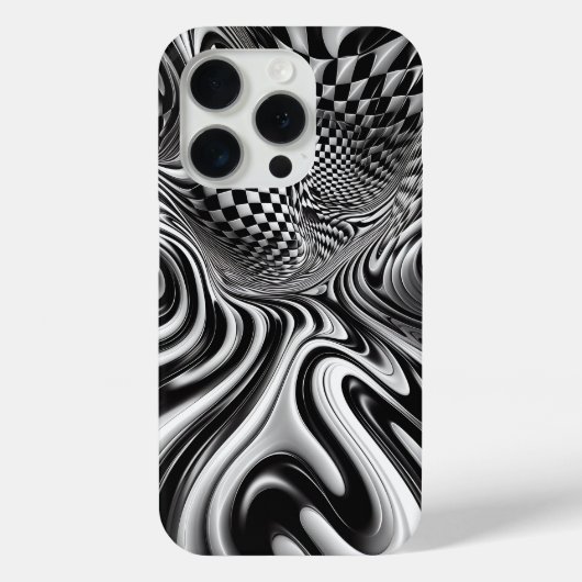 Modern Black and White Liquid Swirl Phone Case  (Achterkant)