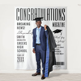 Modern Black And White Magazine Cover Grad Party Wandkleed