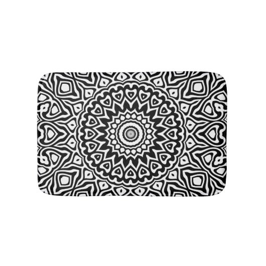 Modern Black and White Mandala Pattern Badmat (Voorkant)