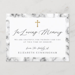 Modern Black and White Marble Faux Cross Memorial Briefkaart
