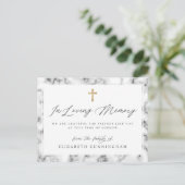 Modern Black and White Marble Faux Cross Memorial Briefkaart (Staand voorkant)
