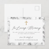 Modern Black and White Marble Faux Cross Memorial Briefkaart (Voorkant / Achterkant)