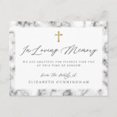 Modern Black and White Marble Faux Cross Memorial Briefkaart (Voorkant)