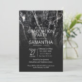 Modern Black and White Marble Graduation Party Kaart (Staand voorkant)