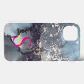 modern black and white marble monogram Case-Mate iPhone case (Achterkant (horizontaal))