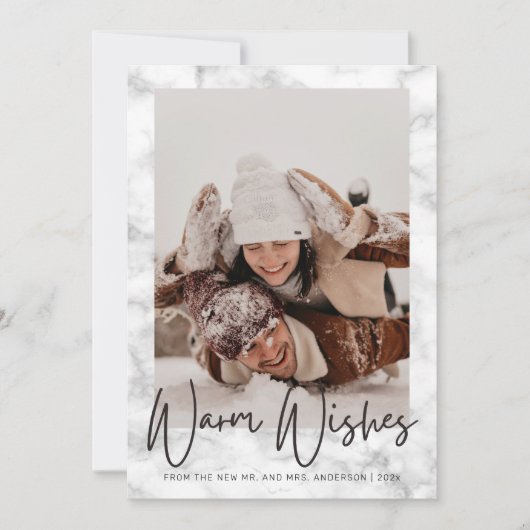 Modern Black and White Marble Mr. en Mrs. Feestdagenkaart (Voorkant)