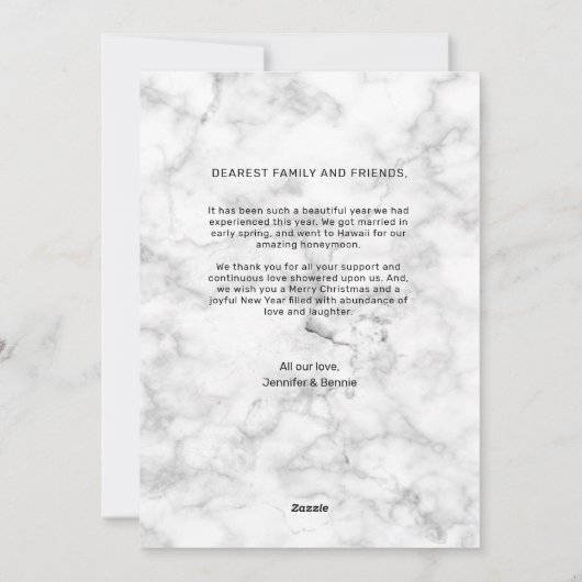 Modern Black and White Marble Mr. en Mrs. Feestdagenkaart (Achterkant)