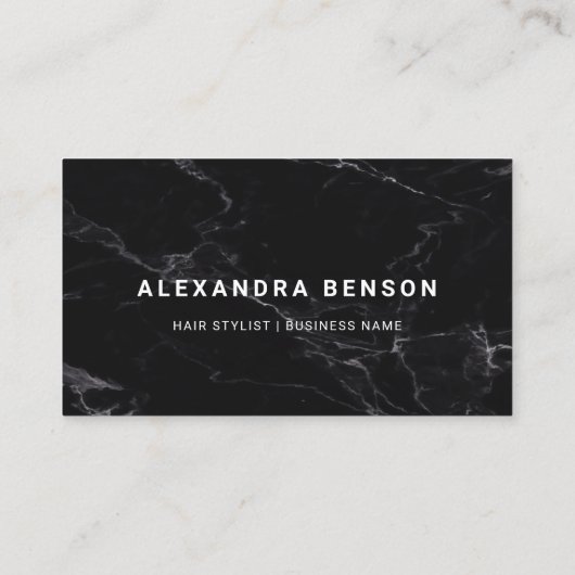 Modern Black and White Marble Photo Visitekaartje (Achterkant)