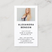 Modern Black and White Marble Photo Visitekaartje (Voorkant)