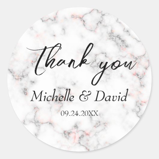 Modern Black and White Marble Wedding Ronde Sticker (Voorkant)