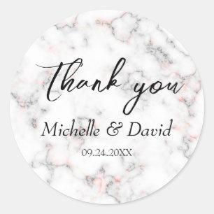 Modern Black and White Marble Wedding Ronde Sticker