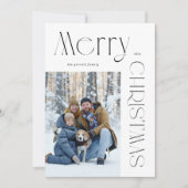 Modern Black and White Merry-kerstfoto Feestdagenkaart (Voorkant)