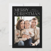 Modern Black and White Merry-kerstfoto Feestdagenkaart (Voorkant)