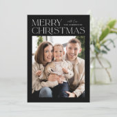 Modern Black and White Merry-kerstfoto Feestdagenkaart (Staand voorkant)