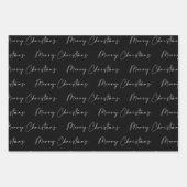 Modern Black and White Merry-kerstkalligrafie Inpakpapier Vel (Voorkant 2)