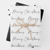 Modern Black and White Merry-kerstkalligrafie Inpakpapier Vel (In situ)