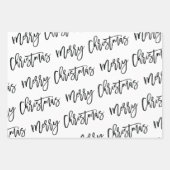 Modern Black and White Merry-kerstkalligrafie Inpakpapier Vel (Voorkant)