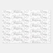 Modern Black and White Merry-kerstkalligrafie Inpakpapier Vel (Voorkant 3)