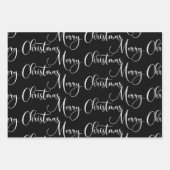 Modern Black and White Merry-kerstkalligrafie Inpakpapier Vel (Voorkant 2)