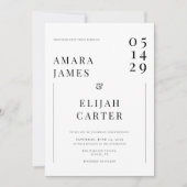 Modern Black and White Minimal Wedding Kaart (Voorkant)