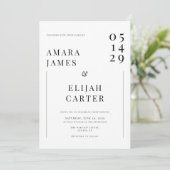 Modern Black and White Minimal Wedding Kaart (Staand voorkant)