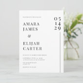 Modern Black and White Minimal Wedding Kaart (Staand voorkant)
