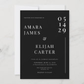 Modern Black and White Minimal Wedding Kaart (Voorkant)