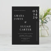 Modern Black and White Minimal Wedding Kaart (Staand voorkant)