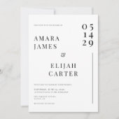 Modern Black and White Minimal Wedding Kaart (Voorkant)