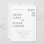 Modern Black and White Minimal Wedding Kaart (Voorkant)