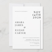Modern Black and White Minimal Wedding Kaart (Voorkant)