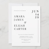 Modern Black and White Minimal Wedding Kaart (Voorkant)