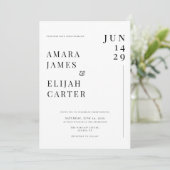 Modern Black and White Minimal Wedding Kaart (Staand voorkant)