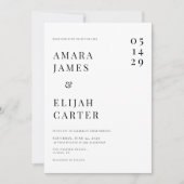 Modern Black and White Minimal Wedding Kaart (Voorkant)