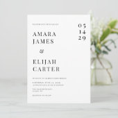 Modern Black and White Minimal Wedding Kaart (Staand voorkant)