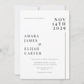Modern Black and White Minimal Wedding Kaart (Voorkant)