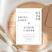 Modern Black and White Minimal Wedding Kaart