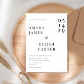 Modern Black and White Minimal Wedding Kaart