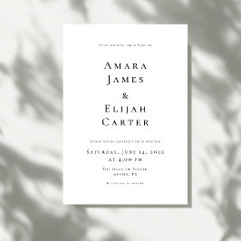 Modern Black and White Minimal Wedding Kaart