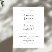 Modern Black and White Minimal Wedding Kaart