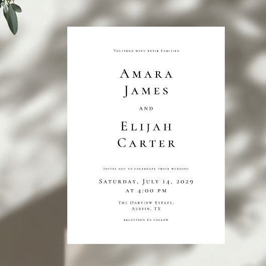 Modern Black and White Minimal Wedding Kaart