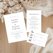 Modern Black and White Minimal Wedding Kaart